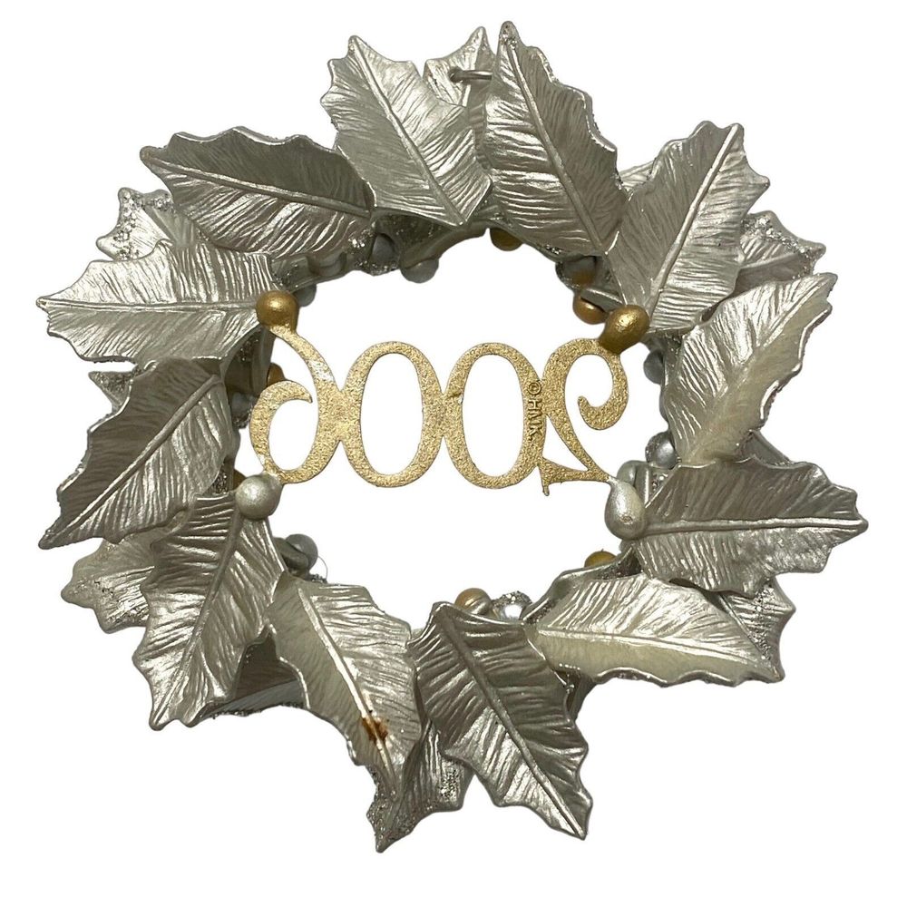 2006 BRIGHT MEMORIES Metallic Wreath Hallmark Keepsake Christmas ornament Silver - Picture 4 of 4